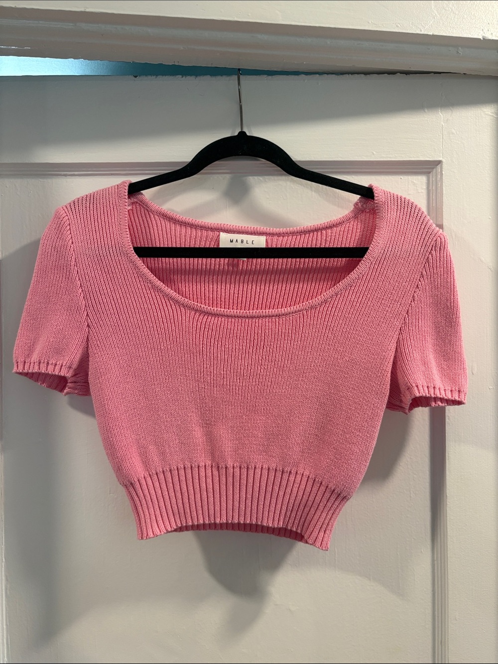 Mable Pink Ribbed Scoop Crop Top